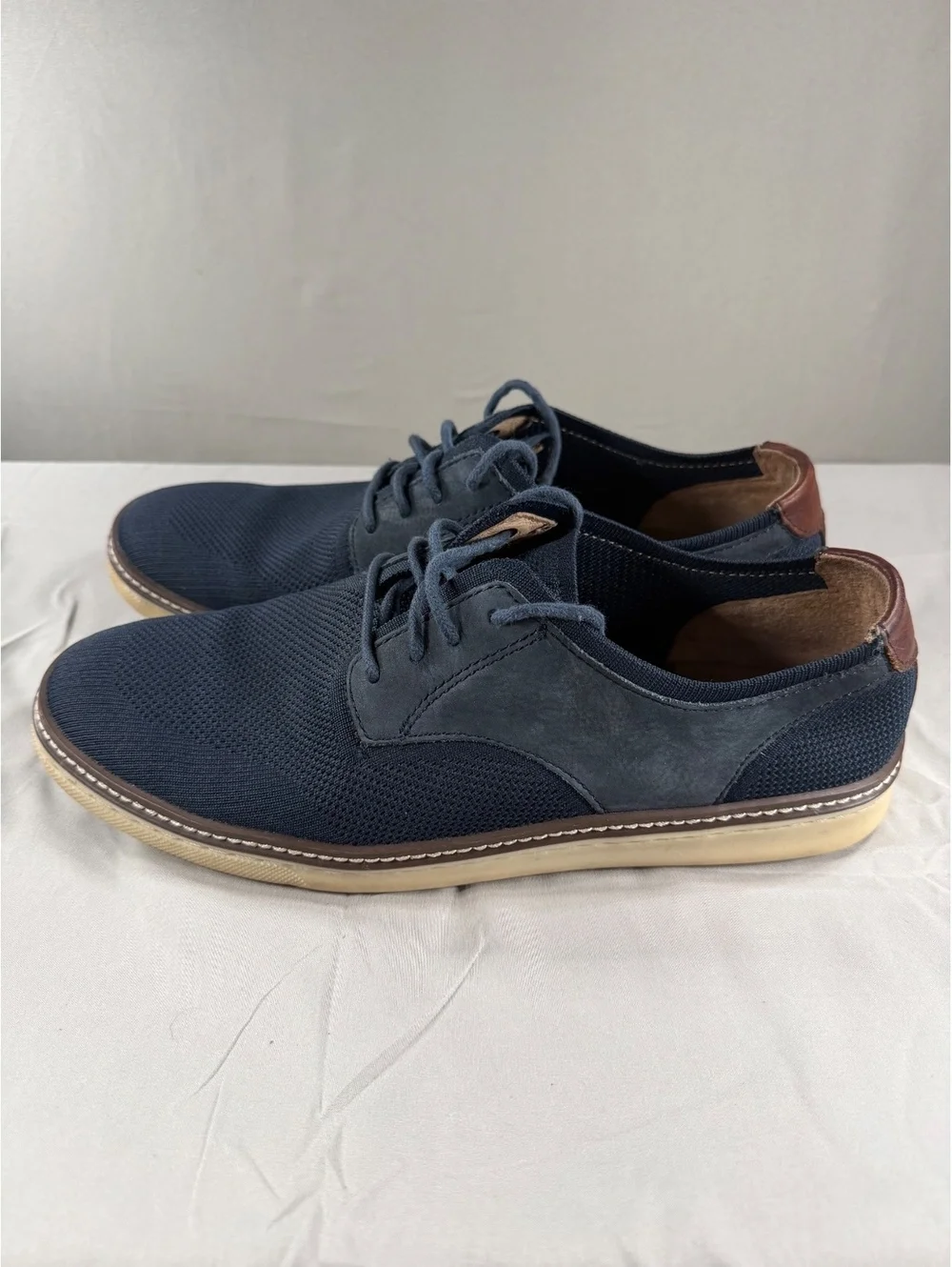 J&M Men's Navy Blue Sheepskin Casual Shoes Size 10